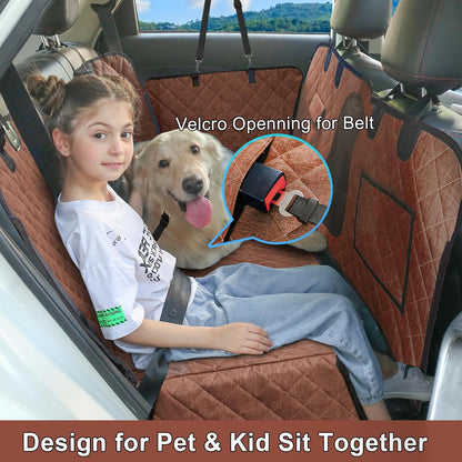 Car Dog Cover Back Seat - Car Hammock for Dogs Waterproof - Dog Car Seat Cover for Back Seat with Mesh Window Big Pocket for Car/Suv Nonslip Rubber Back Washable Luxury Material