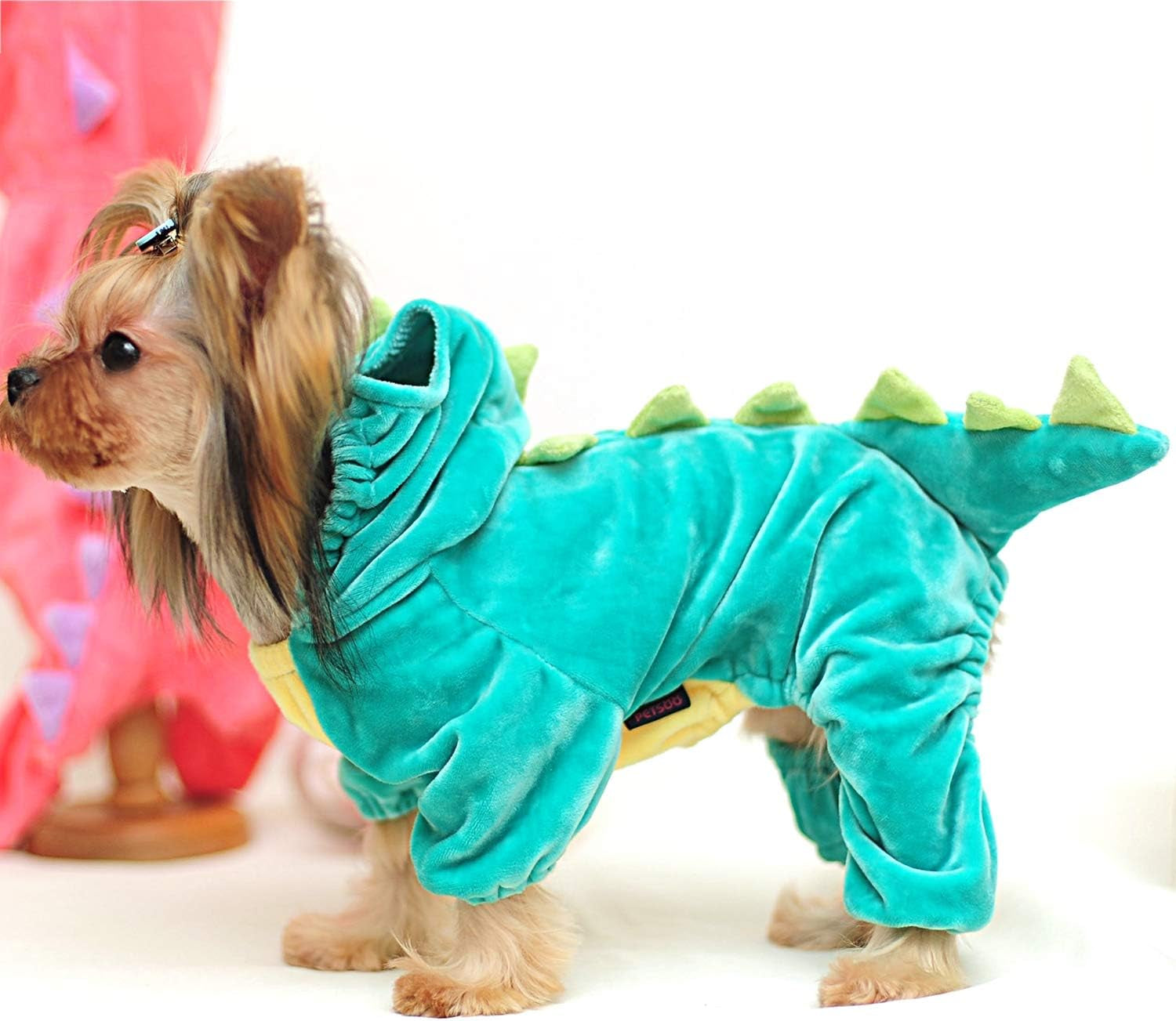 Halloween Costume for Pet Dog Cat Dinosaur Plush Hoodies Animal Fleece Jacket Coat Warm Outfits Clothes for Small Medium Dogs Cats Halloween Cosplay Apparel Accessories (Medium, Green)