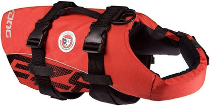 DFD Dog Life Jacket - Adjustable Swimming Safety Vest with Reflective Trim & Durable Grab Handle - 50% More Flotation Material - Small, Red