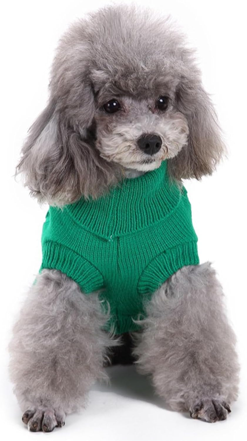 Small Dog Sweaters Knitted Pet Cat Sweater Warm Dog Sweatshirt Dog Winter Clothes Kitten Puppy Sweater (Xx-Small, Green)