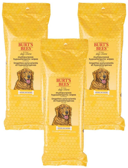 Multipurpose Dog Wipes with with Honey, 3Pk, 98% Natural Origin Formulas, Hypoallergenic Dog Wipes Cleaning, Dog Cleaning Wipes, Dog Wipes for Paws and Butt, Epk50Ct