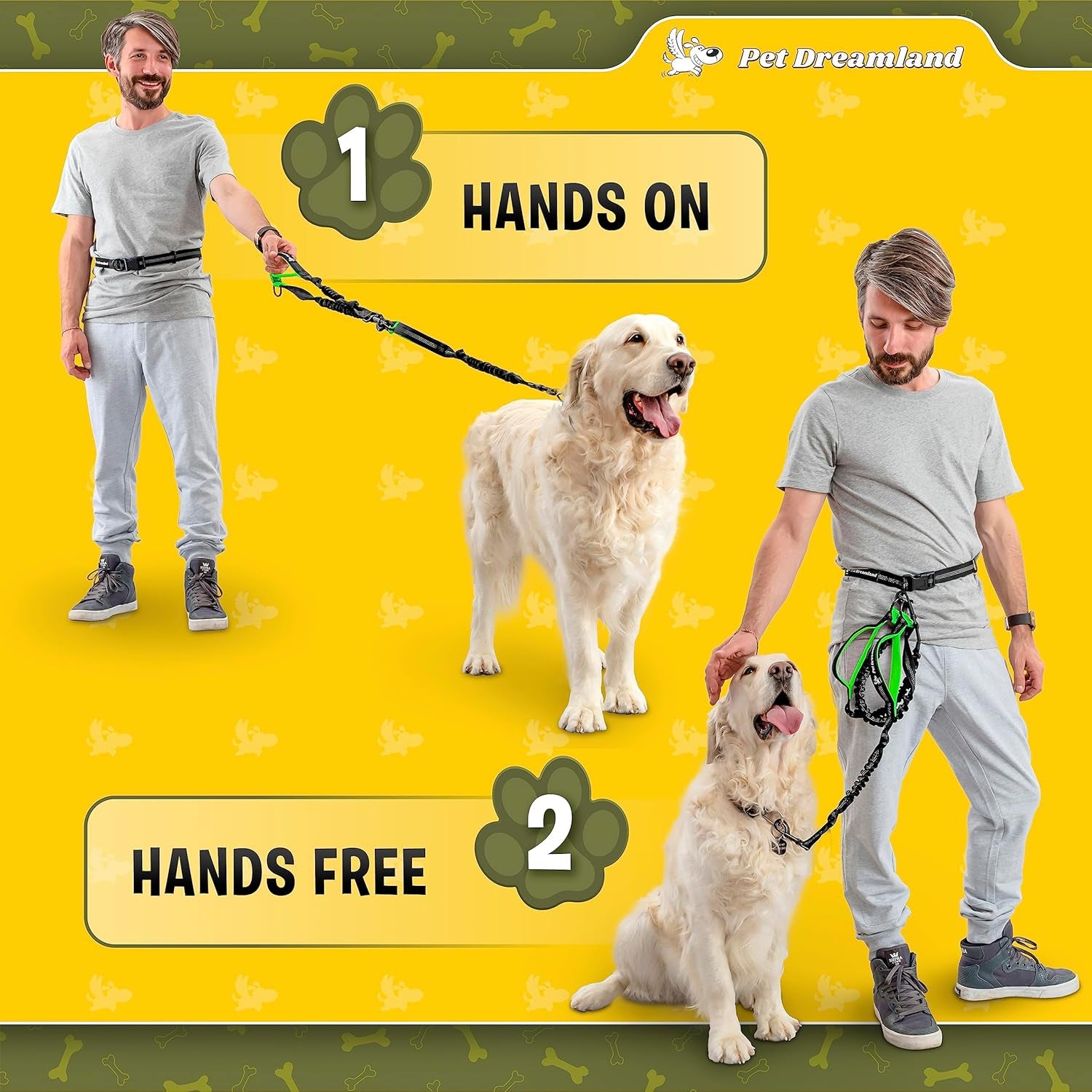 Exquisite Hands-Free Dog Leash: Perfect for Active Pet Owners Comfortable, Durable & Ideal for Running, Walking, Hiking. Premium Large Dog Waist Leash with Bungee. Must-Have Dog Gear