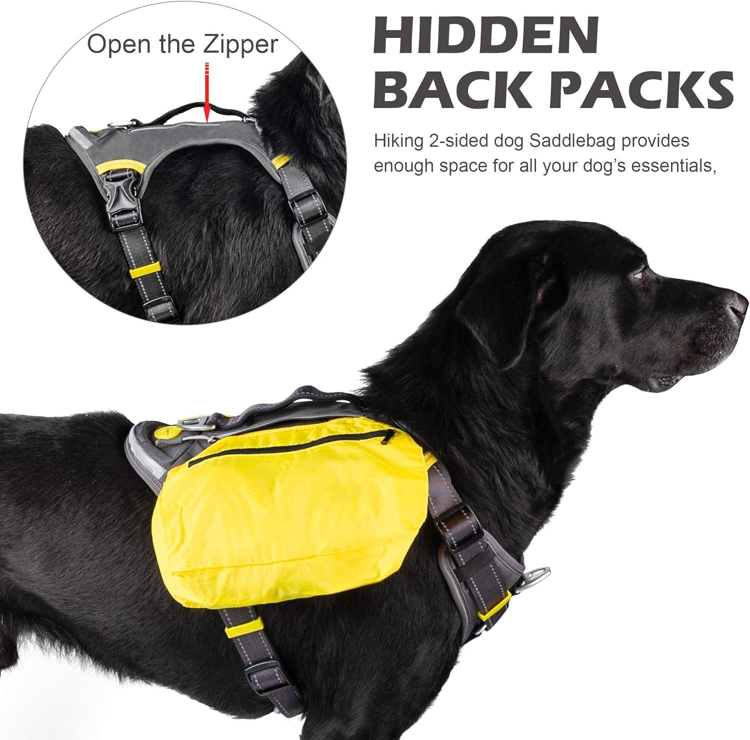 Dog Harness, Multi-Functional No-Pull Pet Vest Harness with Saddle Bags Backpack, Front Leash Clip, Adjustable Soft Padded Reflective No-Choke Dog Vest Heavy Duty for X-Large Dog, Xl,Black