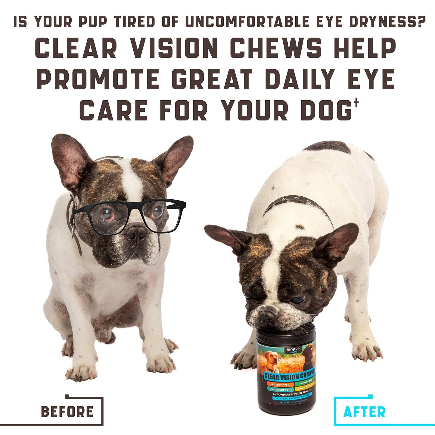 Eye Vitamins for Dogs Vision Supplement for Tear Stains Dog Eye Care Duck Flavor