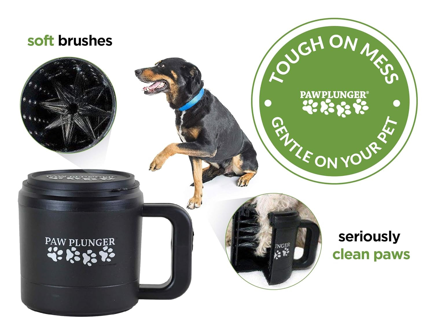 – Dog Paw Cleaner - Dog and Puppy Essentials - Portable Dirty Paw Washer - Ideal for Medium Dogs - Black