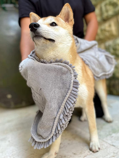 Quick Dry Towel for Dogs | Ultra Absorbent Microfiber Shammy | Extra Large 35X15 Size Dog Bath Towel | Comfortable Hand Pockets | Indoor Outdoor Use | Durable Material | Machine Washable