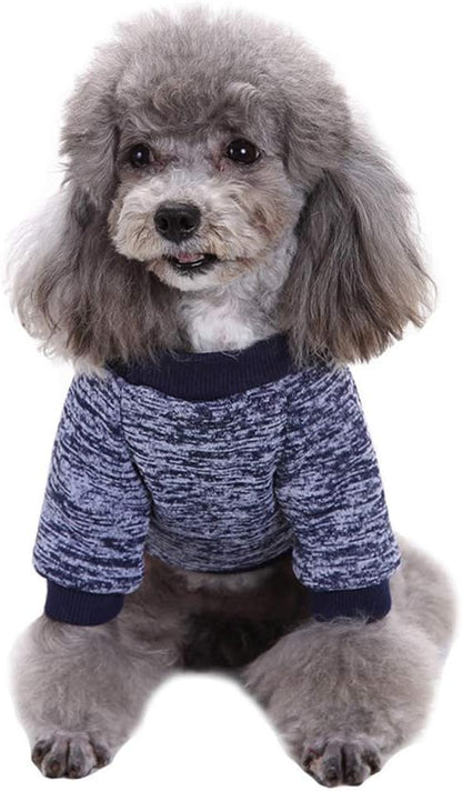 Pet Dog Classic Knitwear Sweater Warm Winter Puppy Pet Coat Soft Sweater Clothing for Small Dogs (S, Navy Blue)