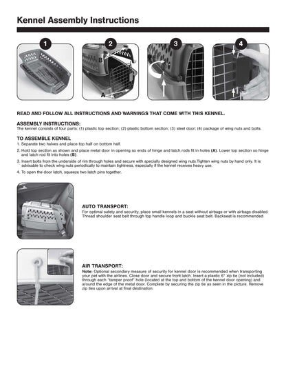 Pet Kennel 19" X-Small Plastic Dog Crate Portable Carrier for Pets up to 10 Lbs