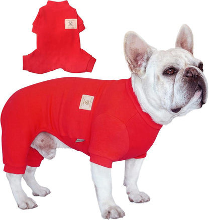 Dog Pajamas, 4 Legged Dog Pajamas with Thermal, Cotton Pet Clothes for Small Medium Dog (Red, L)