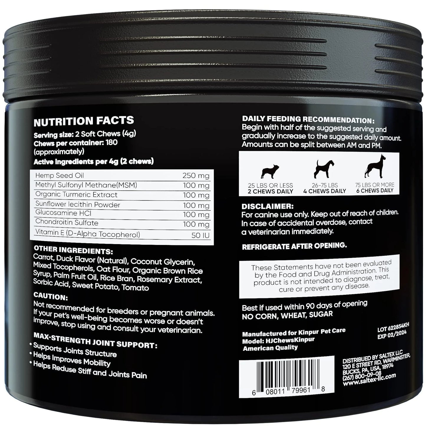 Glucosamine for Dogs Functional Dog Joint Supplement with Chondroitin Msm Hemp