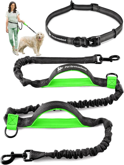 Exquisite Hands-Free Dog Leash: Perfect for Active Pet Owners Comfortable, Durable & Ideal for Running, Walking, Hiking. Premium Large Dog Waist Leash with Bungee. Must-Have Dog Gear