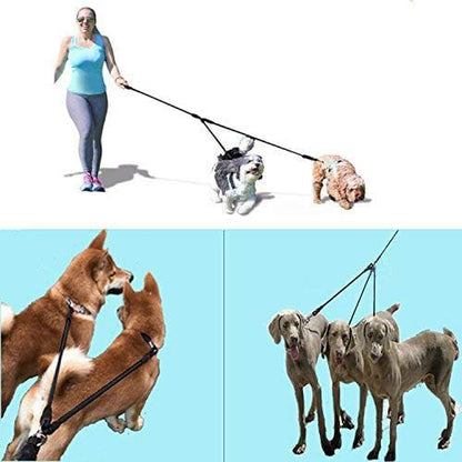 3 Dog Leash No Tangle Heavy Duty Detachable 360° Swivel Device Multiple Dog Leash with Padded Handle for Two/Three Pets (30-200 Lbs)