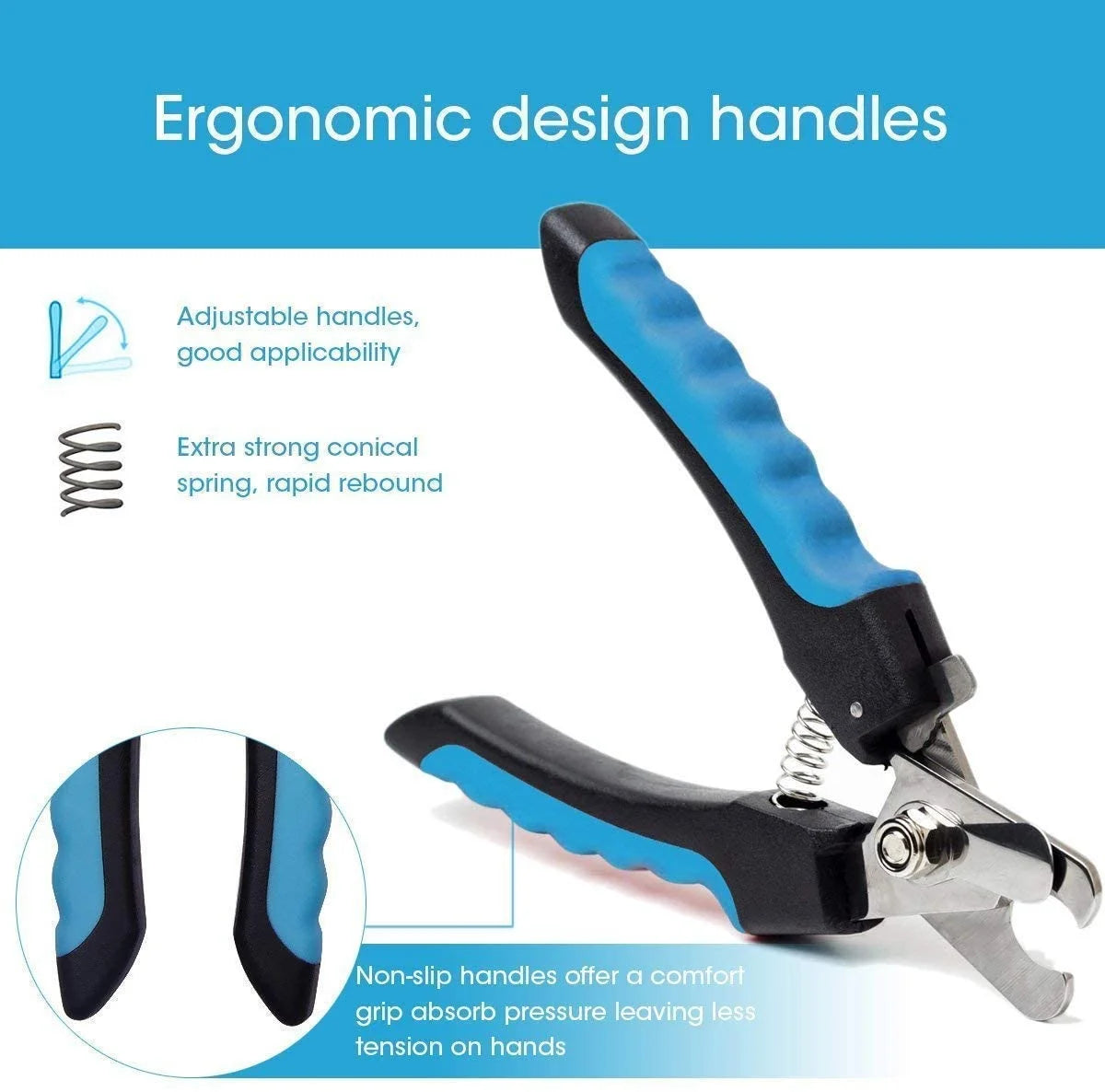 Blue Dog Nail Clippers and Trimmer with Safety Guard, Avoid Over-Cutting Toenail Razor Sharp Blades, Small Medium Large Breeds