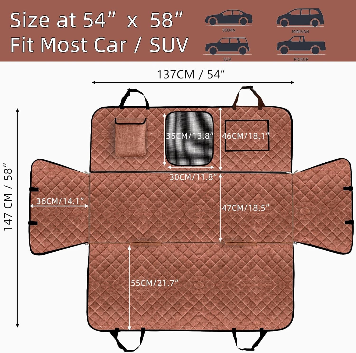 Car Dog Cover Back Seat - Car Hammock for Dogs Waterproof - Dog Car Seat Cover for Back Seat with Mesh Window Big Pocket for Car/Suv Nonslip Rubber Back Washable Luxury Material