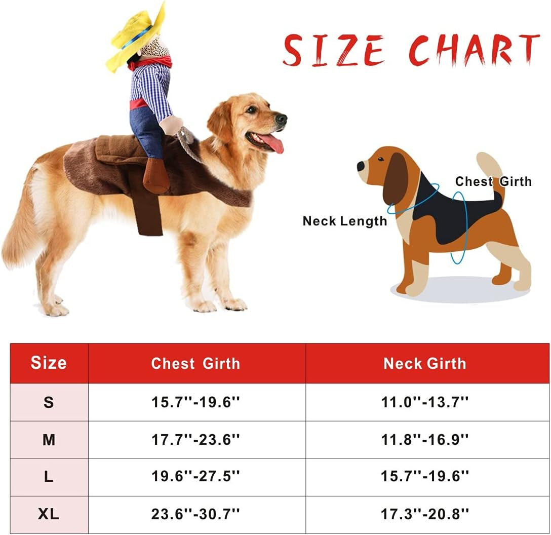 Halloween Cowboy Dog Cat Costume Clothes Novelty Funny Pets Party Cosplay Apparel Dog Riders Clothing (X-Large)