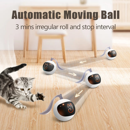 Cat Toy, Interactive Automatic Moving Ball Bundle, Classic Mice and Feather in a Pack, Smart Electric Teaser with USB Rechargeable for Kitten and Pets