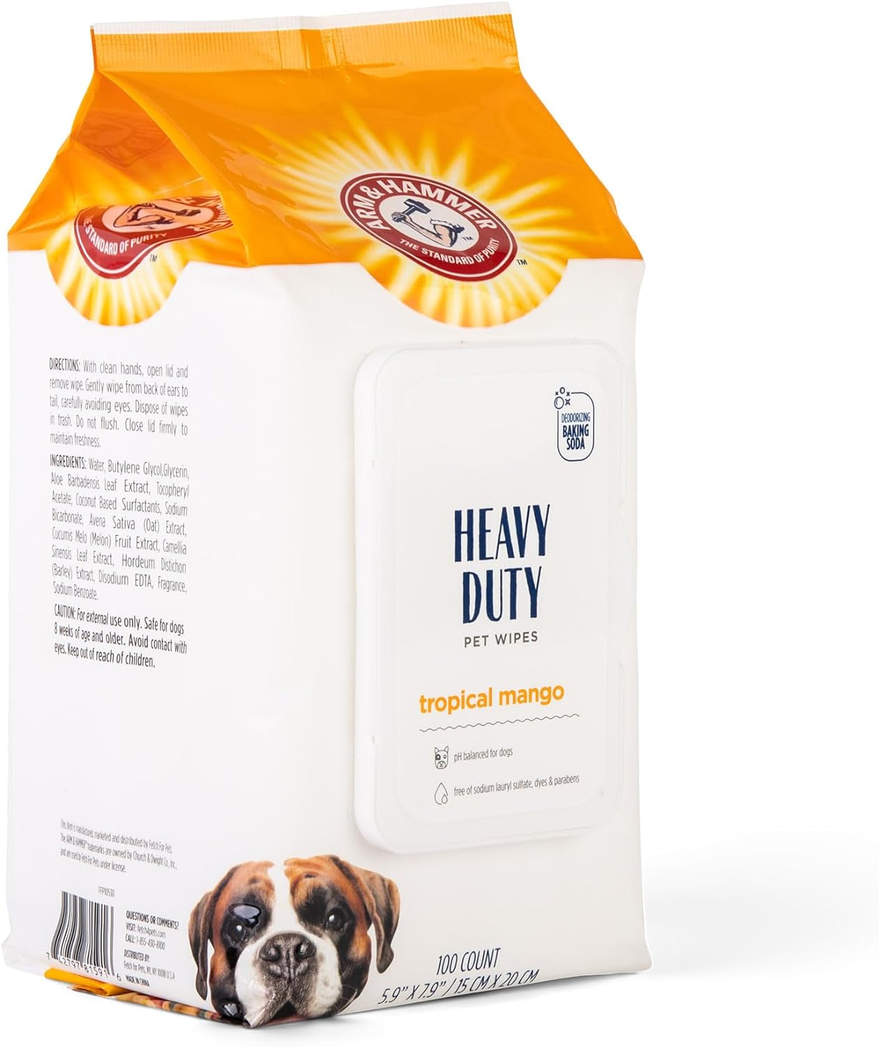 for Pets Heavy Duty Multipurpose Dog Bath Wipes, Mango Scent - Grooming Dog Wipes for Butt, Paw Wipes for Dogs, Dog Deodorant and Odor Eliminator, Pet Cleaning Wipes, 100 Count