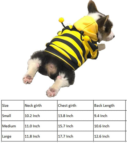 Funny Dog Hoodies Sweatshirt Holiday Cat Sweater Warm Dog Clothes for Small Dog Yellow Cat Outfit Puppy Hooded Coat Pet Bee Costume for Halloween Christmas (Yellow, X-Large)