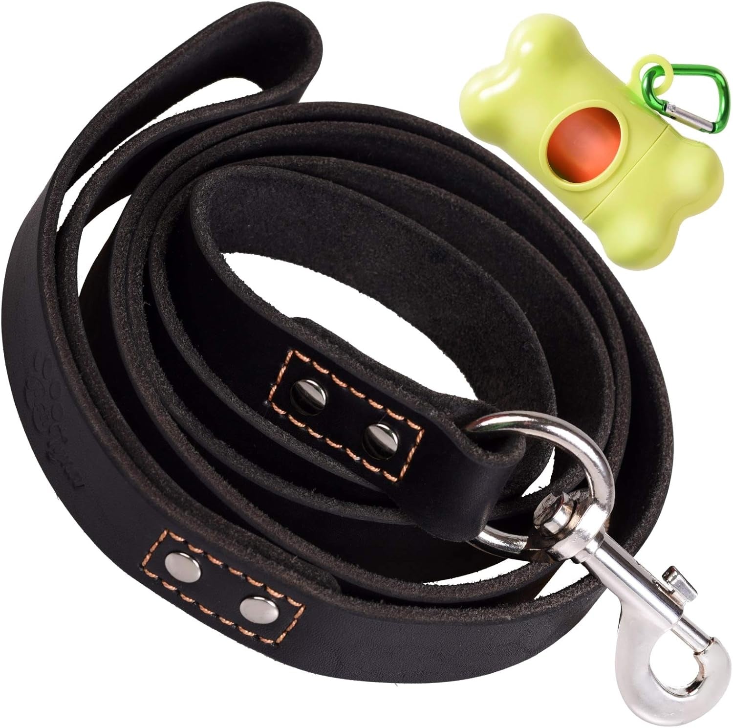 Heavy Duty Leather Dog Leash 6 Ft X 1" - Strong, Soft Training Lead for Large & Extra Large Breeds (XL - 6 Ft X 1 Inch, Black)