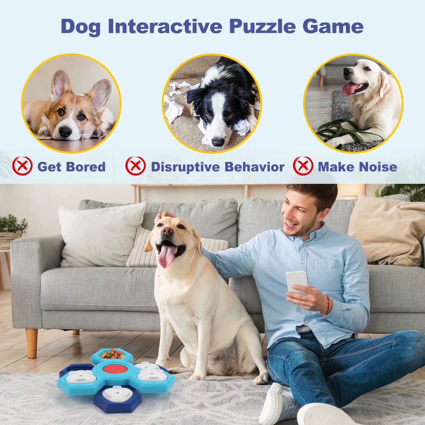 Dog Puzzle Toys Interactive Treat Dispensing Pet Slow Feeder for Small Large Dogs Puppy Enrichment IQ Training Dog Treat Puzzle