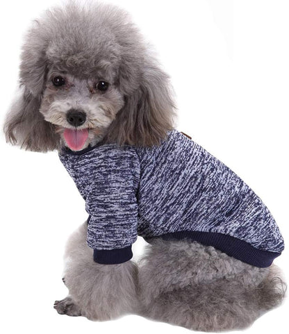 Pet Dog Classic Knitwear Sweater Warm Winter Puppy Pet Coat Soft Sweater Clothing for Small Dogs (S, Navy Blue)