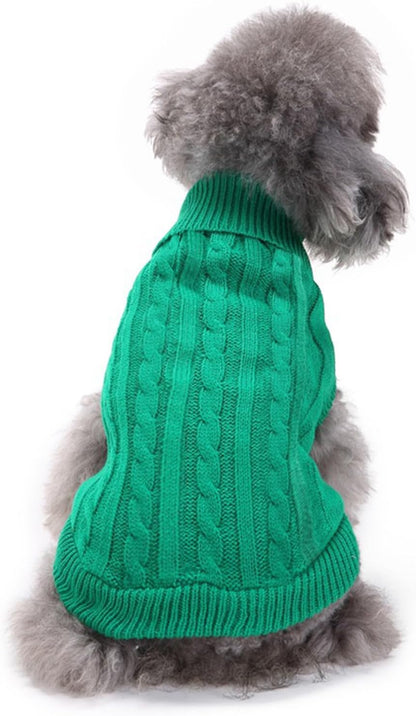 Small Dog Sweaters Knitted Pet Cat Sweater Warm Dog Sweatshirt Dog Winter Clothes Kitten Puppy Sweater (Xx-Small, Green)