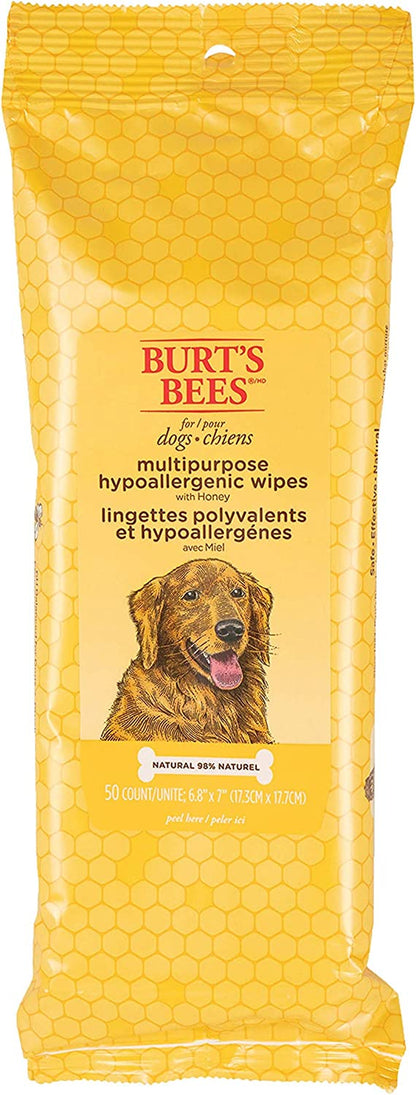 Multipurpose Dog Wipes with with Honey, 3Pk, 98% Natural Origin Formulas, Hypoallergenic Dog Wipes Cleaning, Dog Cleaning Wipes, Dog Wipes for Paws and Butt, Epk50Ct