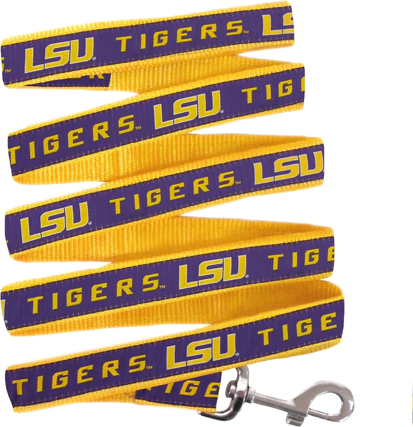 NCAA PET Leash, Large, LSU Tigers, Dog Leash, Shiny & Colorful Leash for Dogs & Cats Licensed by the NCAA, Old Version