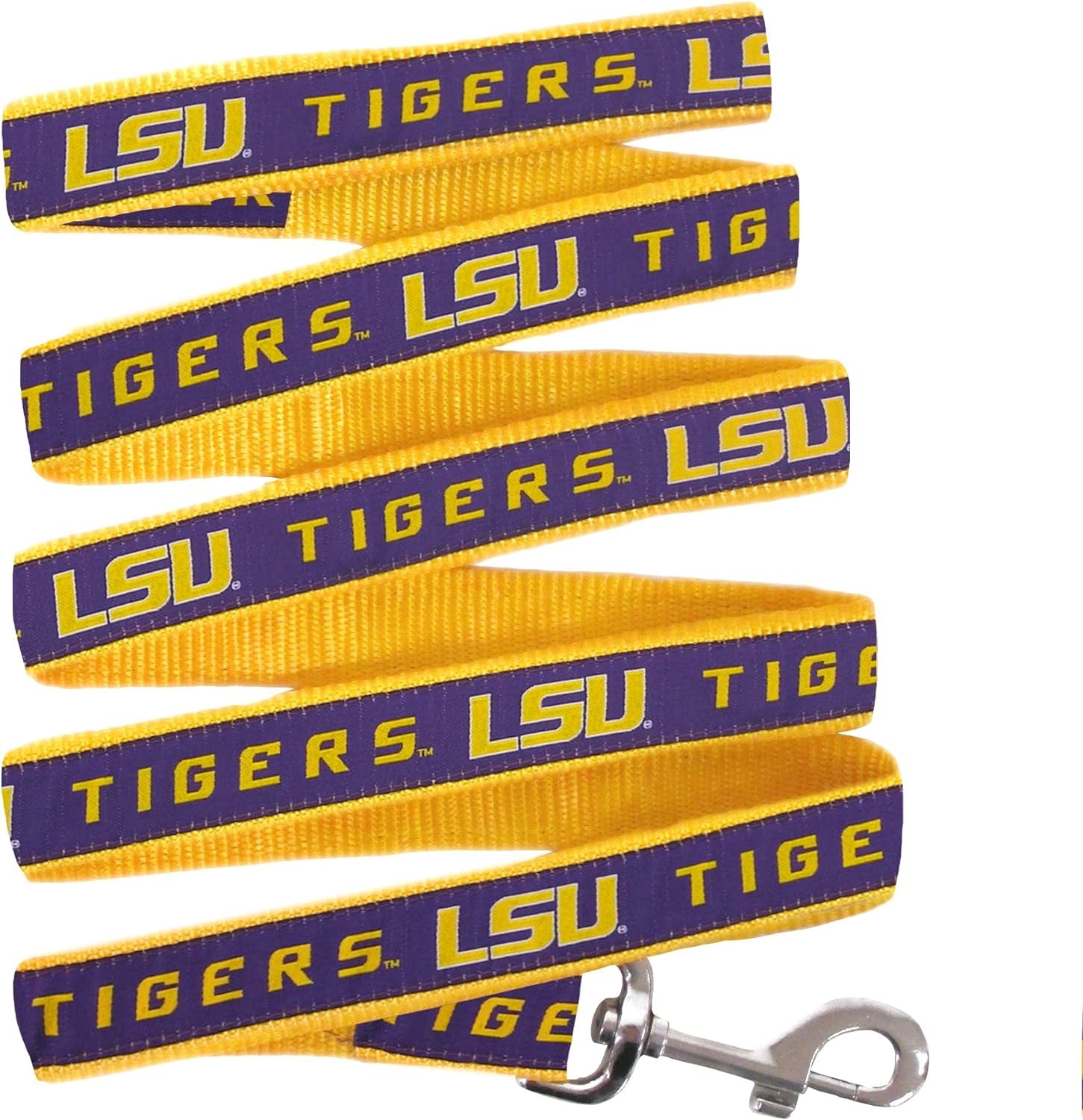 NCAA PET Leash, Large, LSU Tigers, Dog Leash, Shiny & Colorful Leash for Dogs & Cats Licensed by the NCAA, Old Version