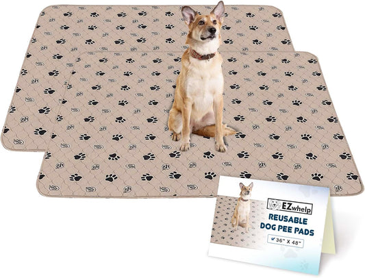 Reusable Dog Pee Pads, Washable Waterproof Mats for Potty Training or Whelping Pads, Puppy Pad with Rounded Corners, 36X48 Inch, 2 Pack