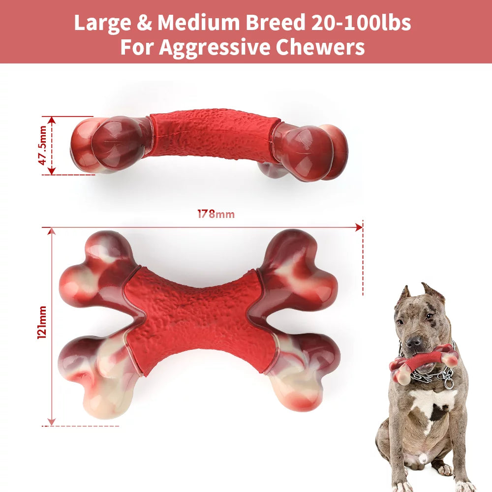 Large Dog Chew Toy for Aggressive Chewers- Tough Dog Toys Indestructible Bone Dog Toy,Nylon Durable Dog Teething Chew Dog Toys for Large/Medium Dogs