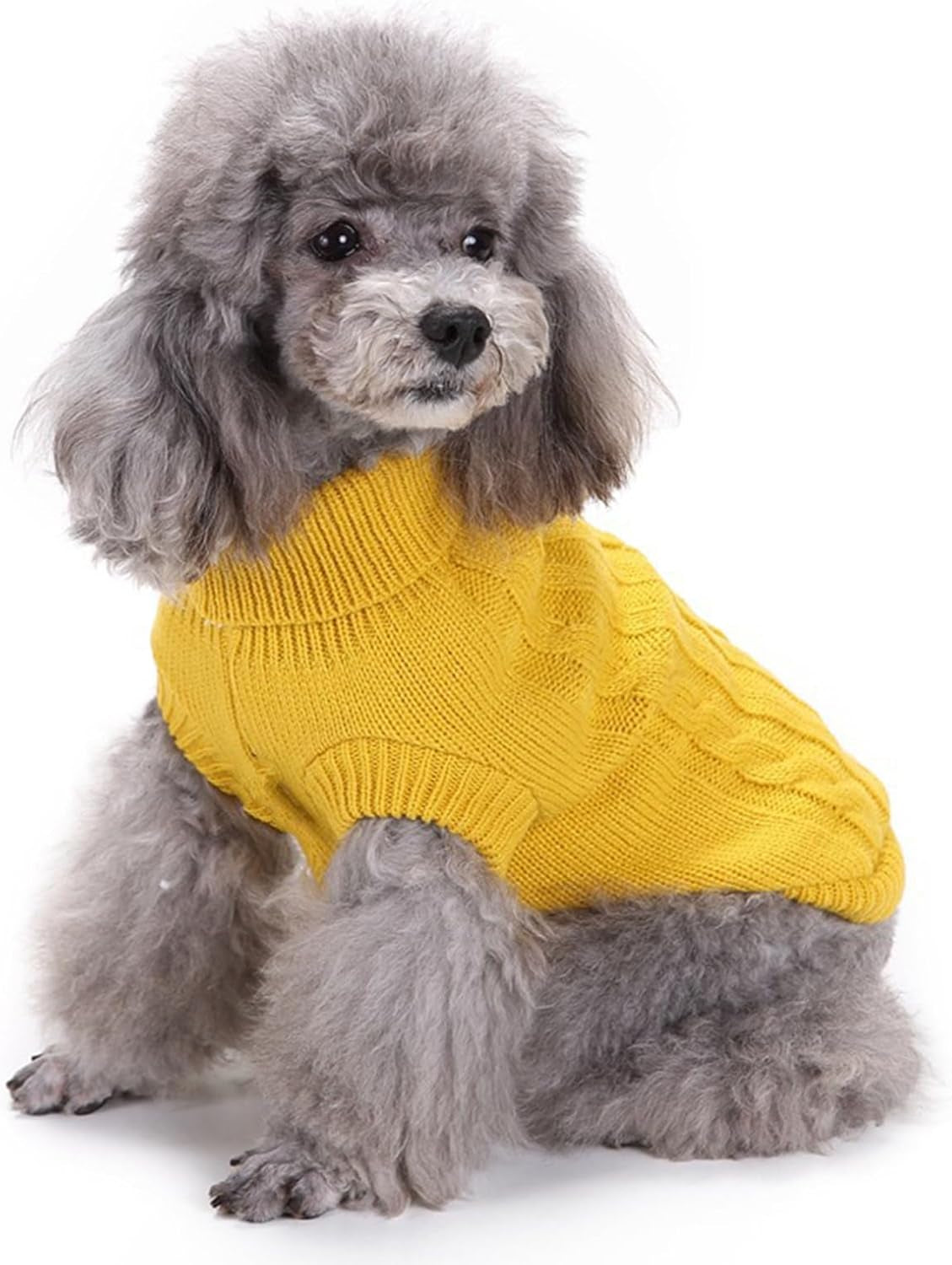 Small Dog Sweaters Knitted Pet Cat Sweater Warm Dog Sweatshirt Dog Winter Clothes Kitten Puppy Sweater (Small,Yellow)